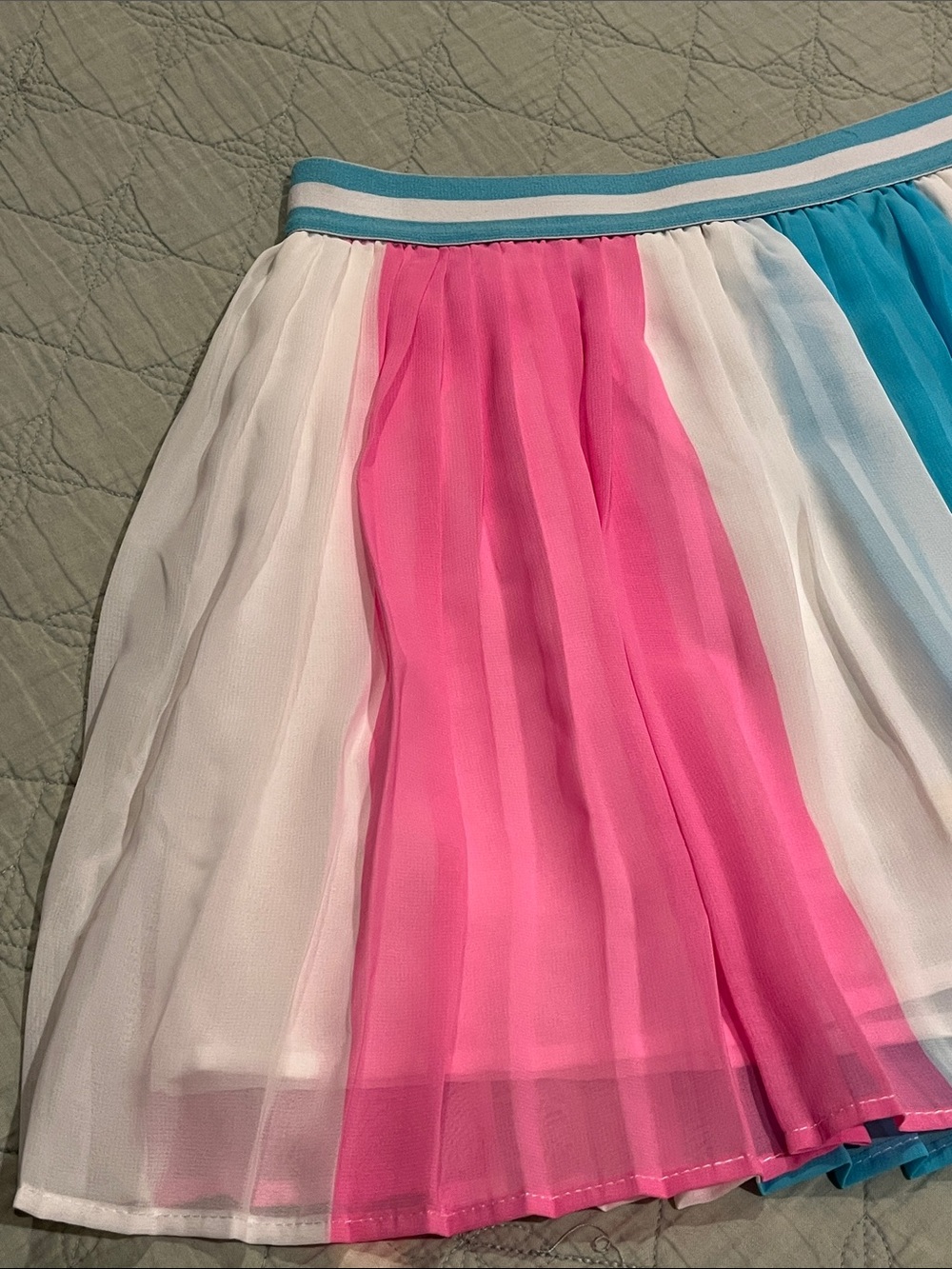 JoJo Siwa Pink, White & Blue Colorblock Pleated Skirt - Picture 2 of 11